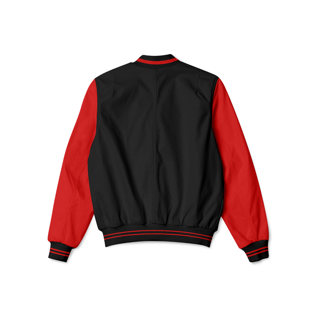 Stylish Atlanta falcon bomber jacket with front zipper, ribbed cuffs, and soft inner lining for casual streetwear style.