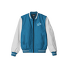 Stylish Detroit Lions bomber jacket with front zipper, ribbed cuffs, and soft inner lining for casual streetwear style.
