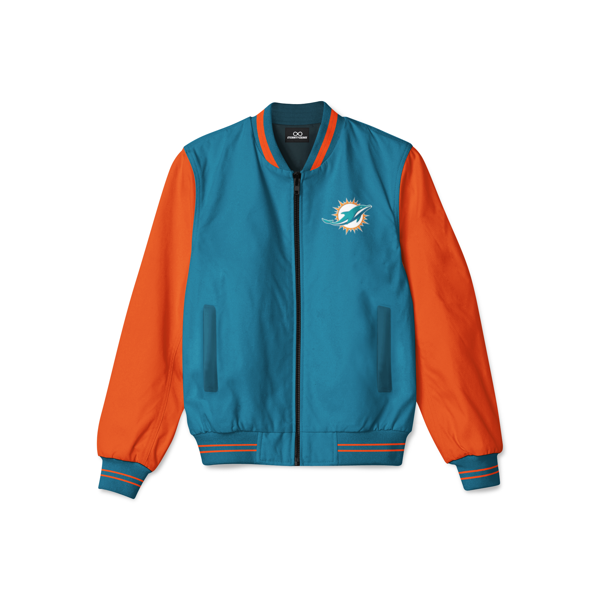 Aqua/Orange Miami Dolphins Locker Room Throwback Satin Jacket