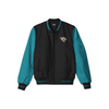 Stylish Jacksonville Jaguars bomber jacket with front zipper, ribbed cuffs, and soft inner lining for casual streetwear style.